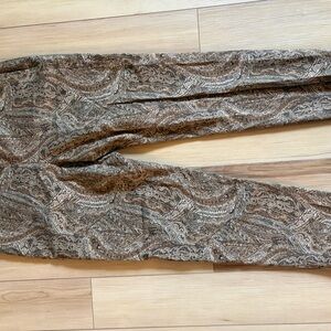 J Jill Paisley Brown Pedal Pusher Stretch Pants 12